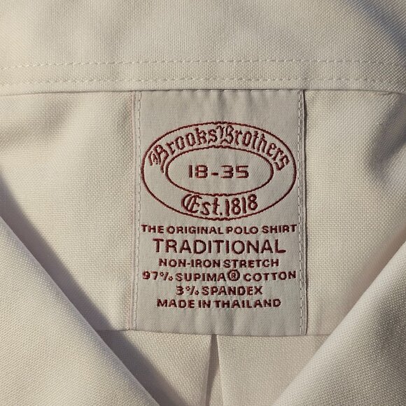 NWT Brooks Brothers Traditional Fit Stretch Non-Iron Button Down 18 35 - Picture 4 of 6